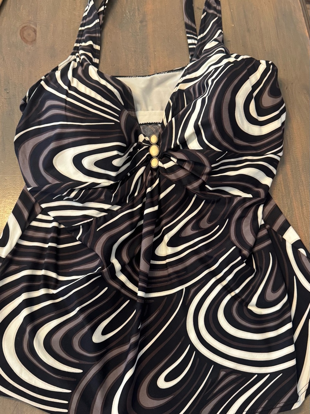 Coco Reef Black and White Swim Top with Logo